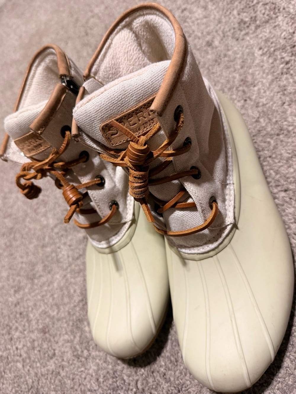 Sperry Top-Sider Cream and Tan Waterproof Rubber Duck Boots - Picture 8 of 11